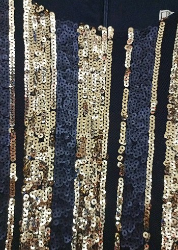 Payetli Uzun Kollu Çok Renkli Abiye Elbise (Fameİstanbul) - Görsel 3