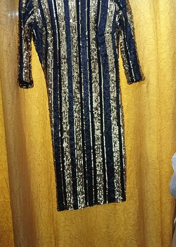 Payetli Uzun Kollu Çok Renkli Abiye Elbise (Fameİstanbul) - Görsel 4