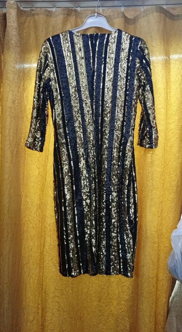 Payetli Uzun Kollu Çok Renkli Abiye Elbise (Fameİstanbul) - Görsel 2