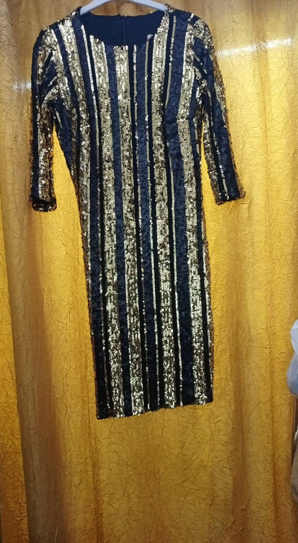 Payetli Uzun Kollu Çok Renkli Abiye Elbise (Fameİstanbul) - Görsel 4