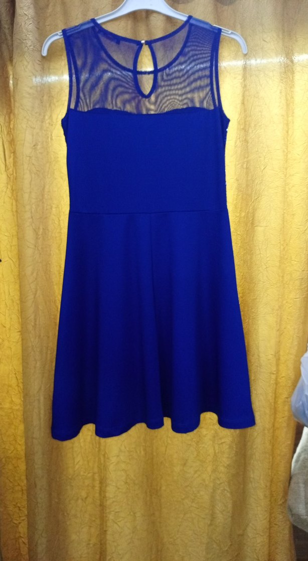 Mavi Parlak İşlemeli Uzun Abiye Elbise - Görsel 3