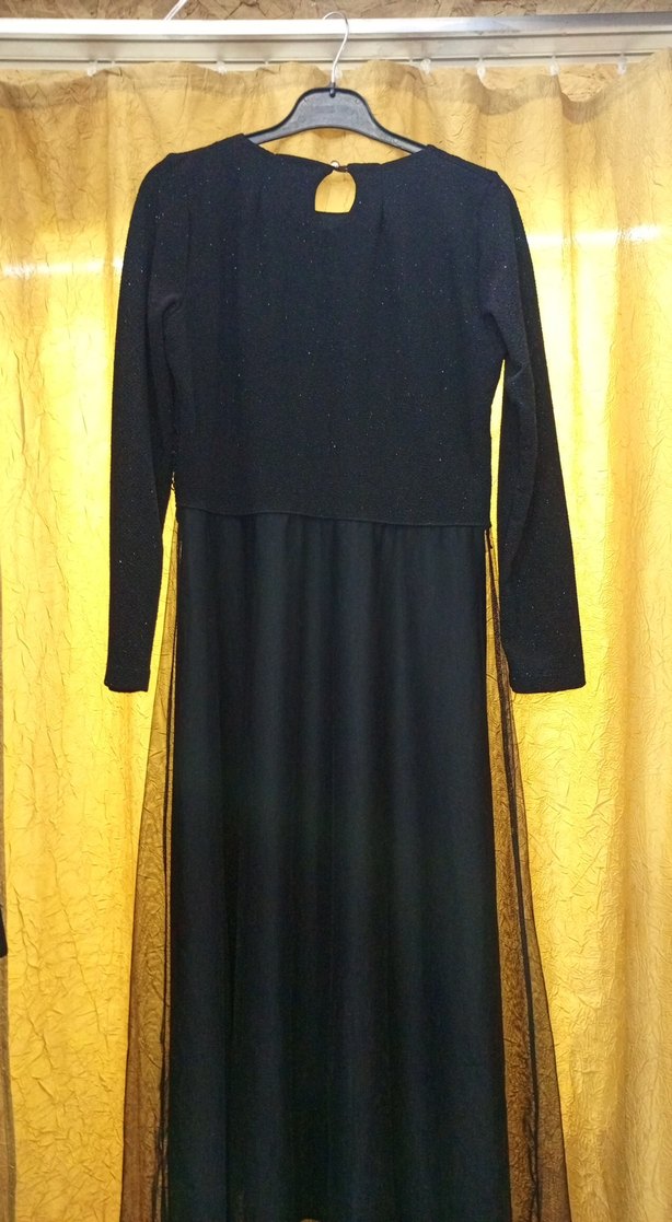 Siyah Uzun Kollu Gotik Abiye Elbise - Görsel 2