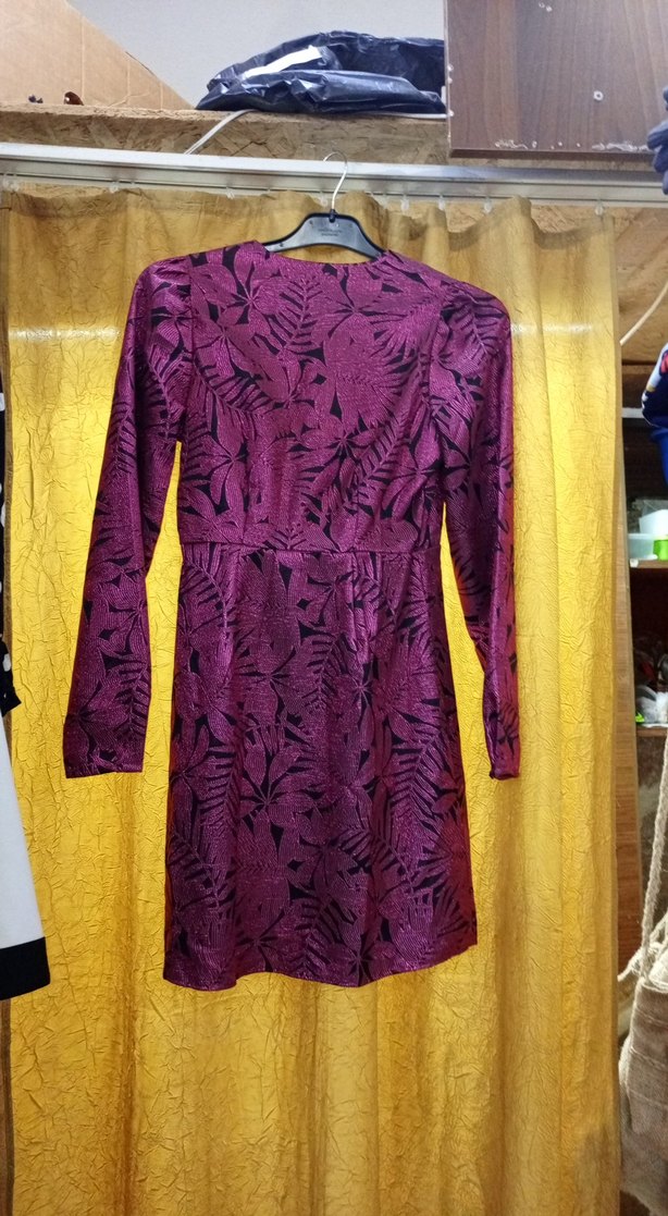 Mor Uzun Kollu Bohem Kadın elbise - Görsel 2