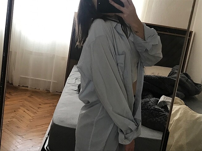 xl Beden mavi Renk oversize gömlek