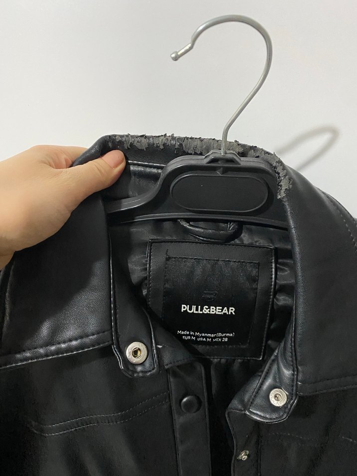 Kadın Siyah Deri Biker Ceket - Görsel 3