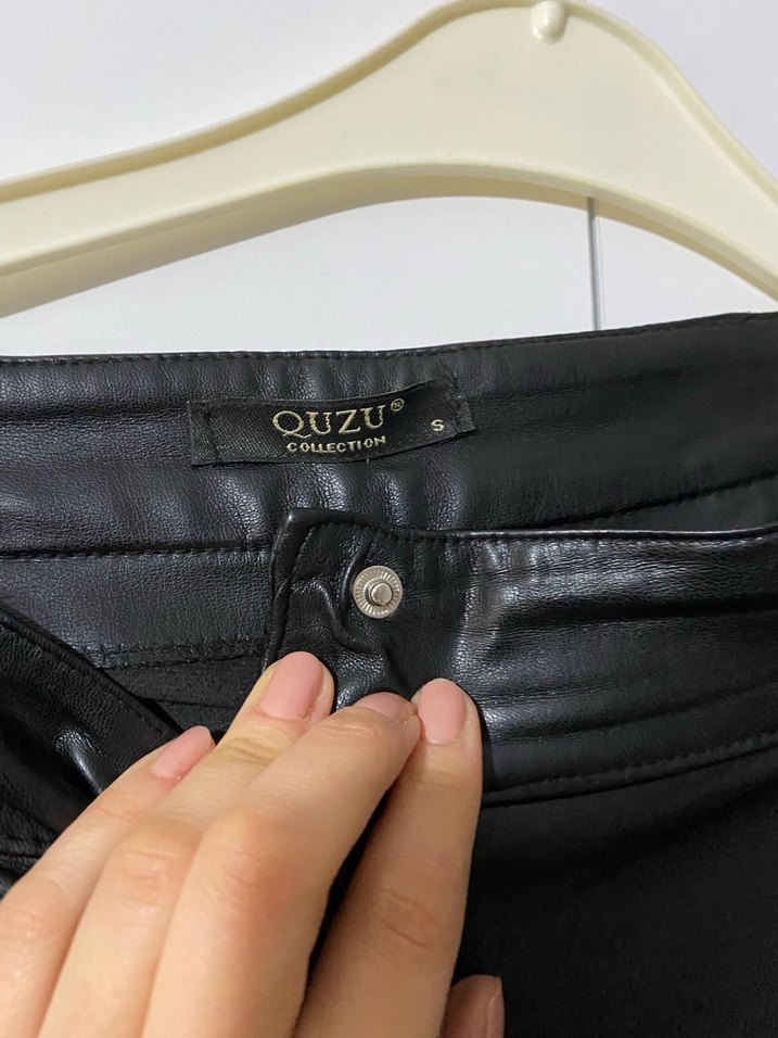 Siyah Deri Kemerli Salaş Kadın Pantolon - Görsel 3