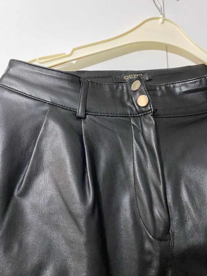 Siyah Deri Kemerli Salaş Kadın Pantolon - Görsel 2