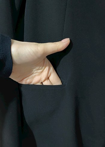 Düğmeli Siyah Kadın Blazer Ceket - Görsel 2