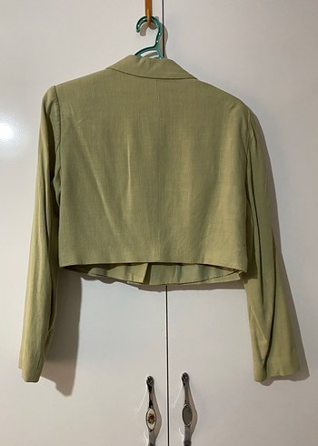 Bej Süet Mini Kadın Blazer Ceket - Görsel 5