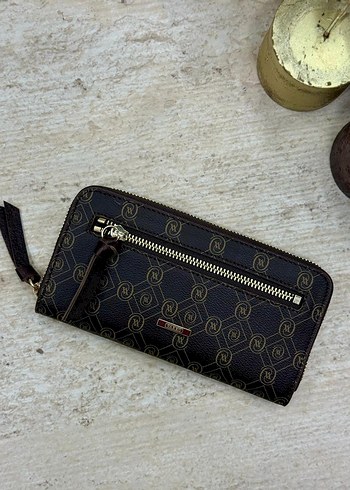 Kahverengi Süet Fermuarlı Kadın Cüzdanı - Görsel 2