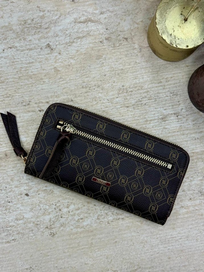 Kahverengi Süet Fermuarlı Kadın Cüzdanı - Görsel 2