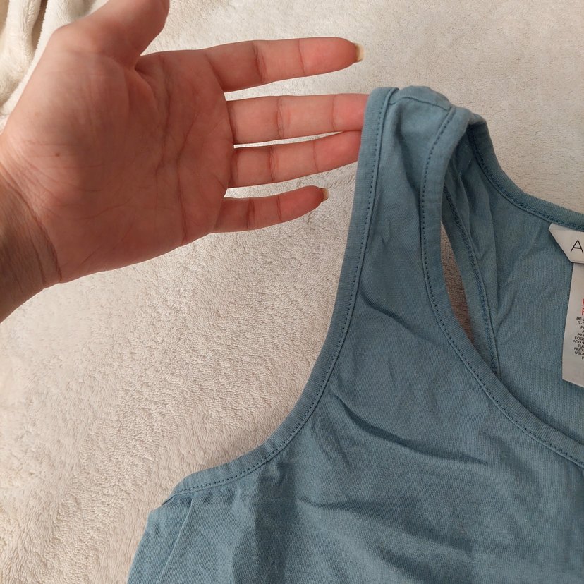 Düz Mavi Gri Askılı T-shirt - Görsel 3