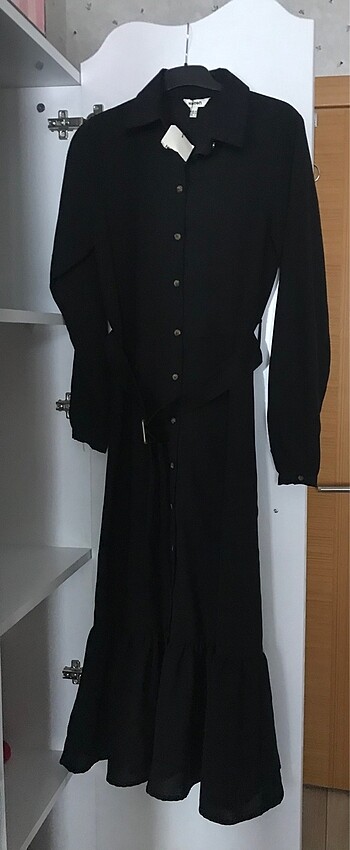 Koton siyah gömlek uzun elbise