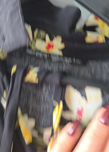 Düğmeli Uzun Kollu Bohem sarı çiçekli Elbise - Görsel 3