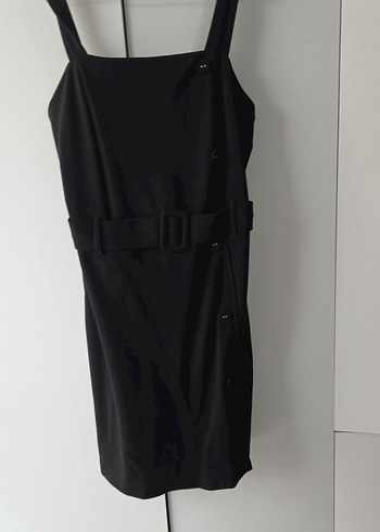 Siyah Kemerli diz üstü Elbise - Görsel 2