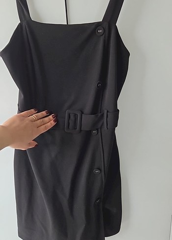 Siyah Kemerli diz üstü Elbise - Görsel 4