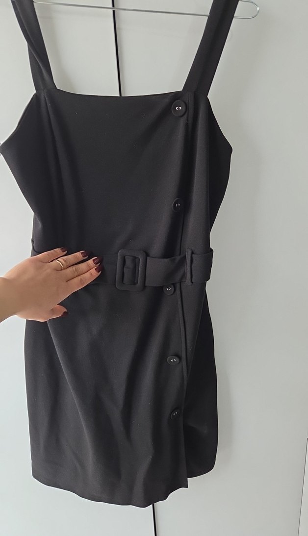 Siyah Kemerli diz üstü Elbise - Görsel 4