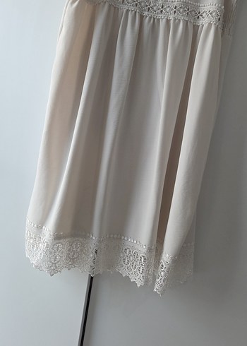 Dantel Detaylı Beyaz Mini Bohem Elbise - Görsel 3