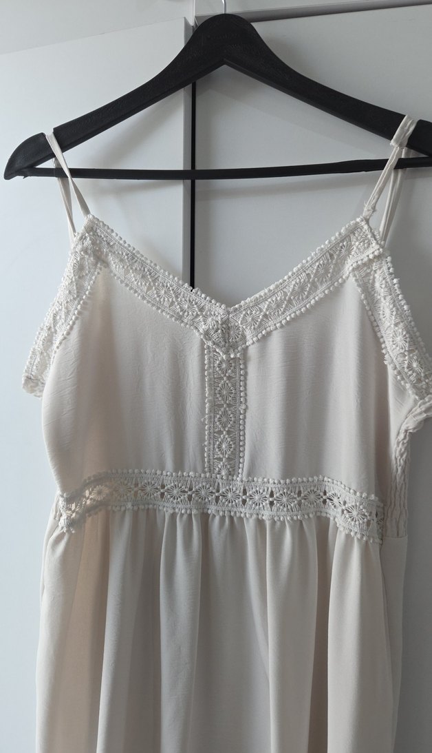Dantel Detaylı Beyaz Mini Bohem Elbise - Görsel 2