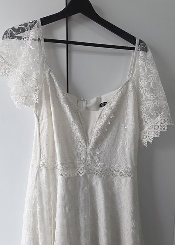 Bohem V Yaka Uzun A Kesim Gelinlik - Görsel 2