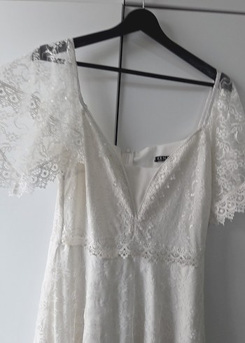 Bohem V Yaka Uzun A Kesim Gelinlik - Görsel 3