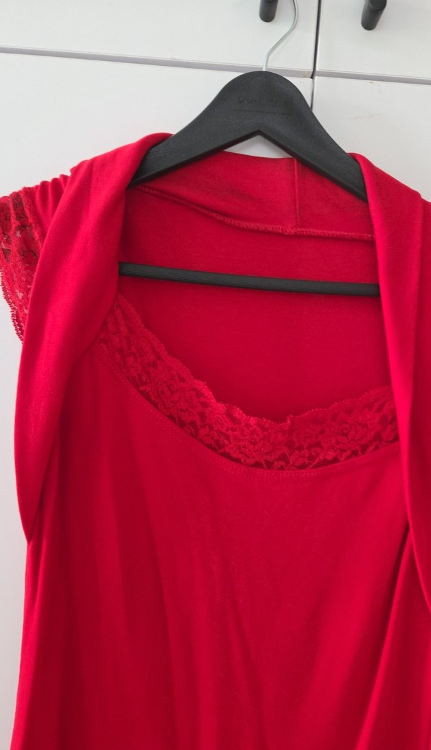 Kırmızı Midi V Yaka Kolsuz Elbise - Görsel 3