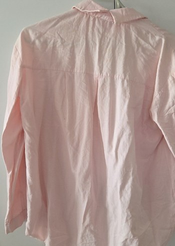 Düğmeli Pembe Keten Gömlek - Görsel 5