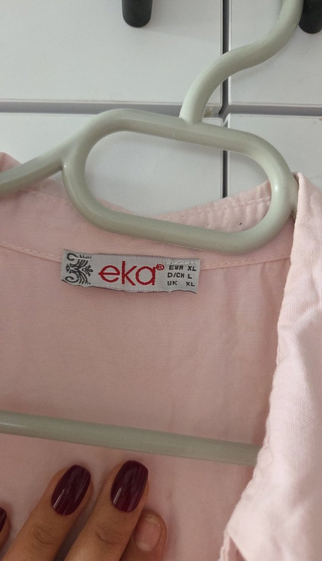 Düğmeli Pembe Keten Gömlek - Görsel 3