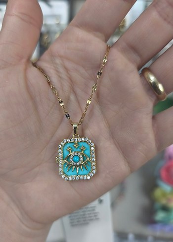 Bohem Zincir Detaylı Turkuaz Kolye - Görsel 2