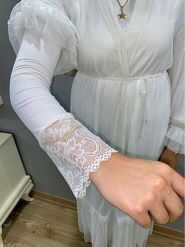 m Beden beyaz Renk Elbise/Abaya Takım