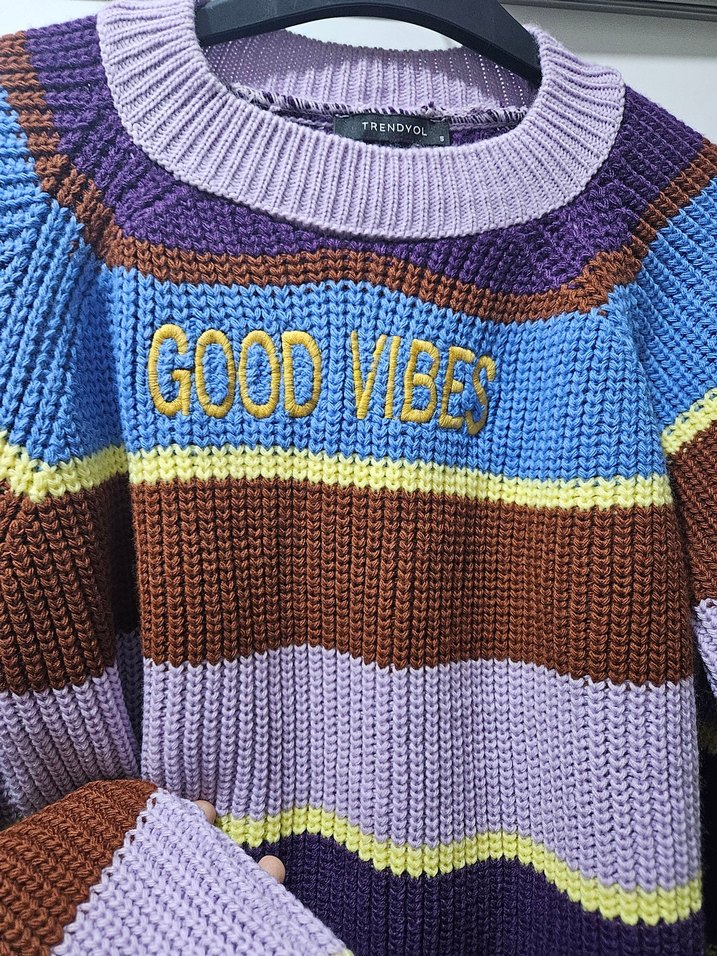 Çizgili Kadın Kazak - Görsel 4