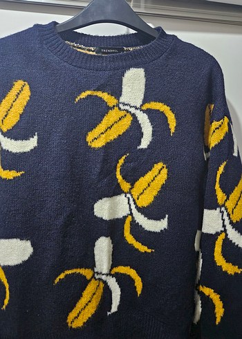 Sarı Desenli Kadın Örgü Kazak - Görsel 3