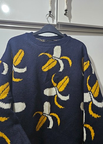 Sarı Desenli Kadın Örgü Kazak - Görsel 2