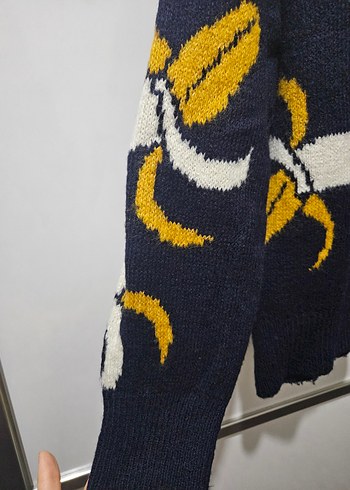 Sarı Desenli Kadın Örgü Kazak - Görsel 4