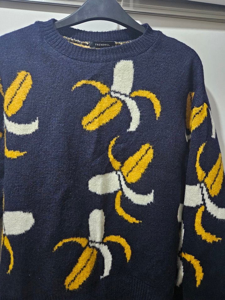 Sarı Desenli Kadın Örgü Kazak - Görsel 3