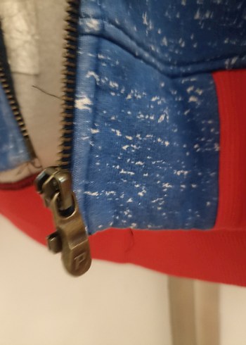 Kapüşonlu Mavi Fermuarlı Erkek sweatshirt - Görsel 5