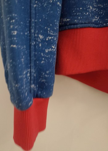 Kapüşonlu Mavi Fermuarlı Erkek sweatshirt - Görsel 4