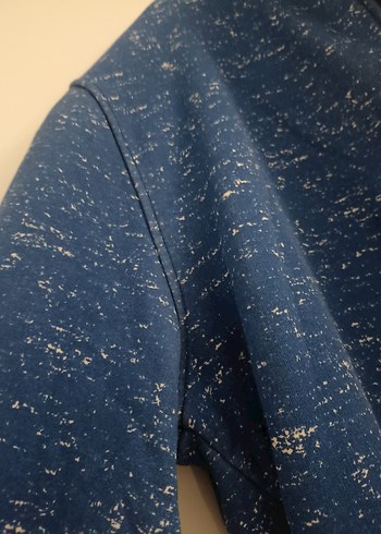 Kapüşonlu Mavi Fermuarlı Erkek sweatshirt - Görsel 6