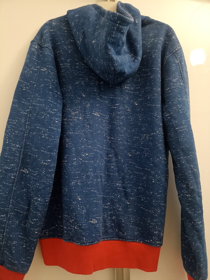 Kapüşonlu Mavi Fermuarlı Erkek sweatshirt - Görsel 2