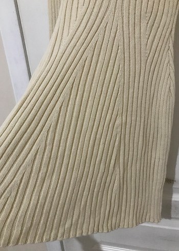 Bej Uzun Kollu Triko Elbise - Görsel 3