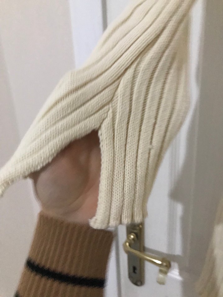 Bej Uzun Kollu Triko Elbise - Görsel 5