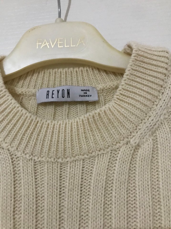 Bej Uzun Kollu Triko Elbise - Görsel 4