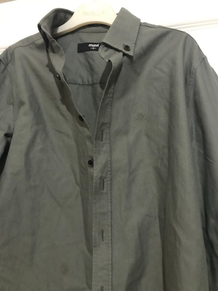 Haki Erkek Keten Uzun Kollu Gömlek - Görsel 3