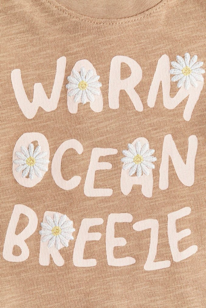 Sıfır H&M Bej Kız Çocuk Tişört - Görsel 2