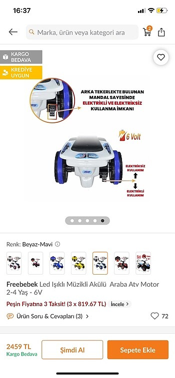 Beden beyaz Renk Motor kumandalı
