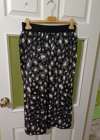 Düğmeli leopar Desenli Triko Kadın Hırka etek takım - Görsel 5