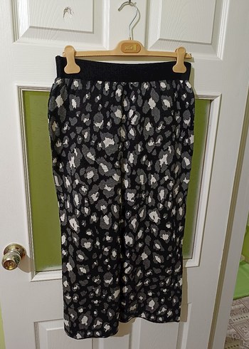 Düğmeli leopar Desenli Triko Kadın Hırka etek takım - Görsel 4