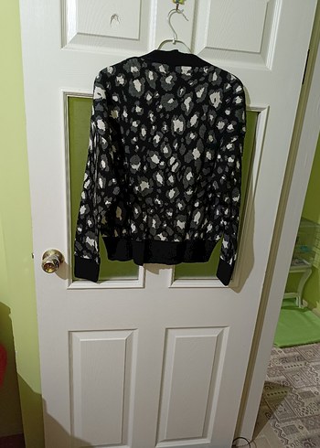 Düğmeli leopar Desenli Triko Kadın Hırka etek takım - Görsel 2