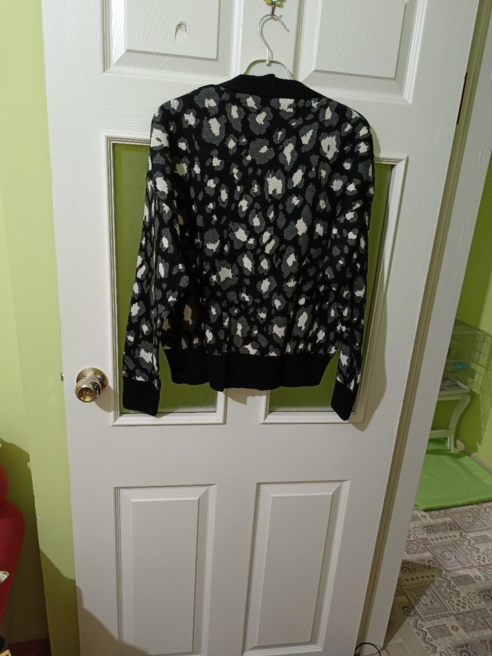 Düğmeli leopar Desenli Triko Kadın Hırka etek takım - Görsel 3