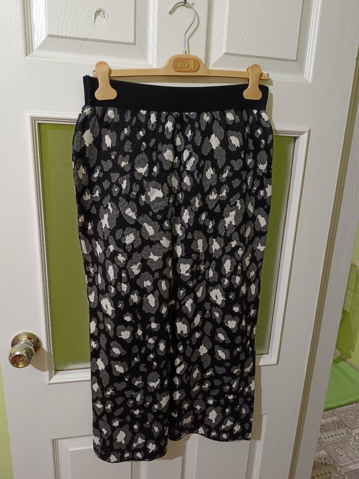 Düğmeli leopar Desenli Triko Kadın Hırka etek takım - Görsel 5